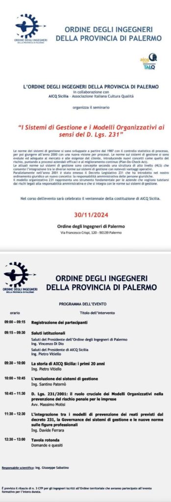I Sistemi di Gestione e i Modelli Organizzativi ai sensi del D.Lgs. 231